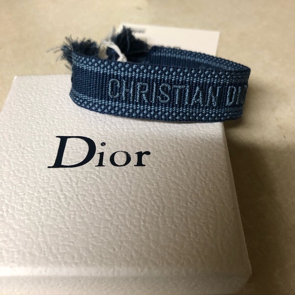 Christian Dior Friendship Bracelet Navy Blue Women Woven Bracelet Embroidered - Picture 3 of 8